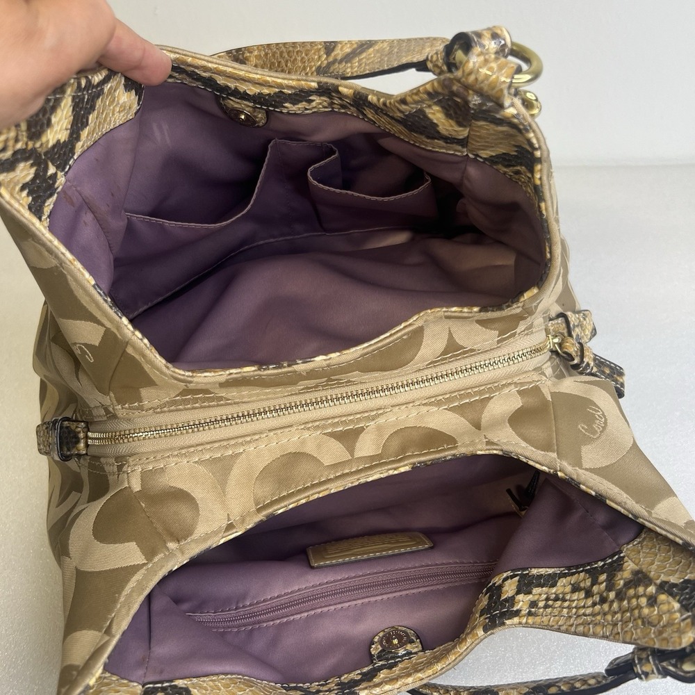 Coach Madison Op Art Signature Sateen Maggie snake Strap F17689 Shoulder Bag - Picture 8 of 15